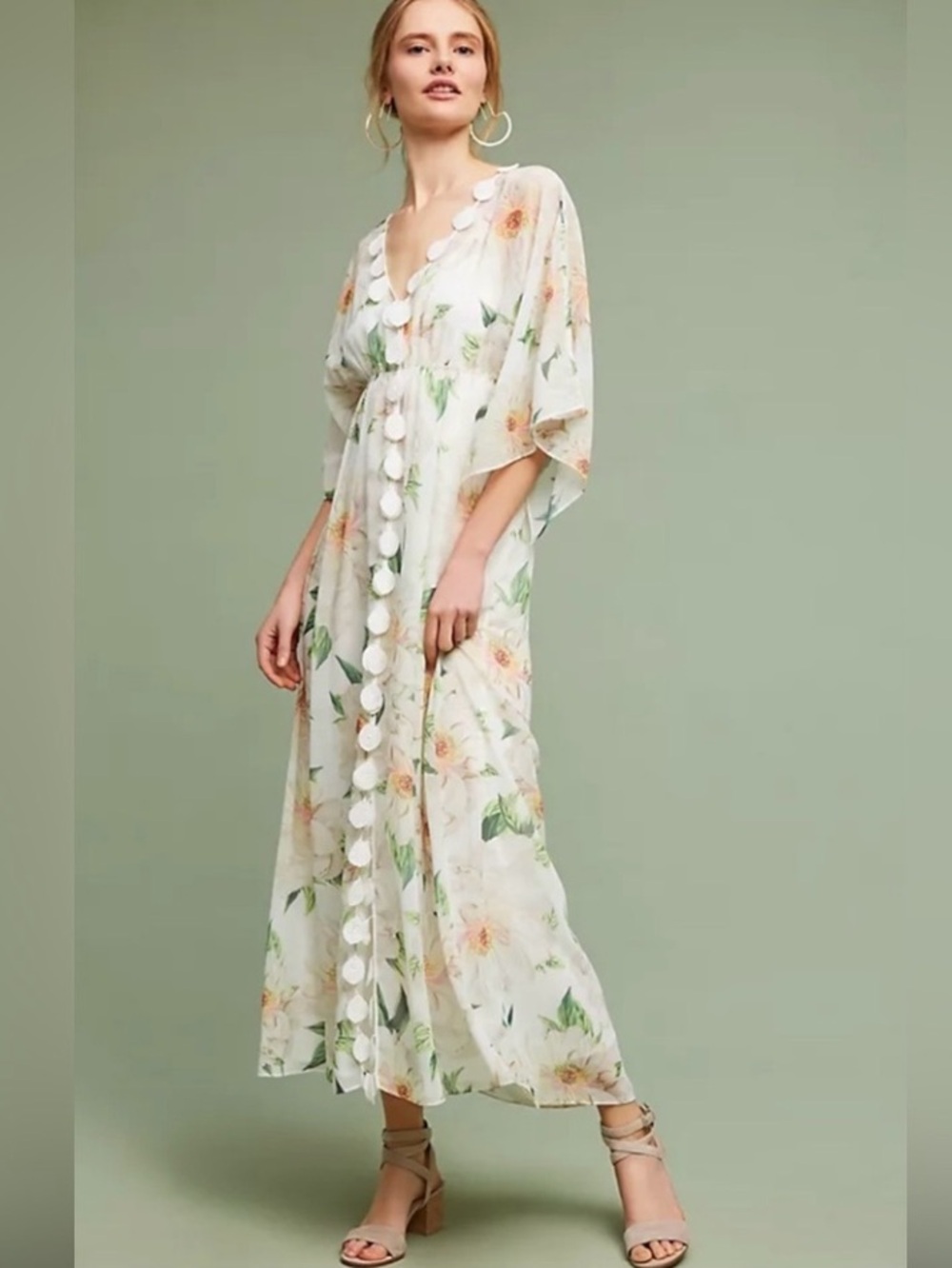 FARM Rio Anthropology Dalia Floral Sheer Maxi Dress. Size: S New